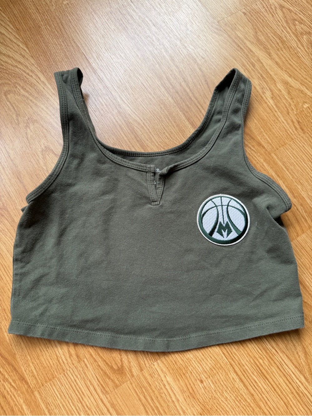 Milwaukee Bucks Olive Green Cropped Tank